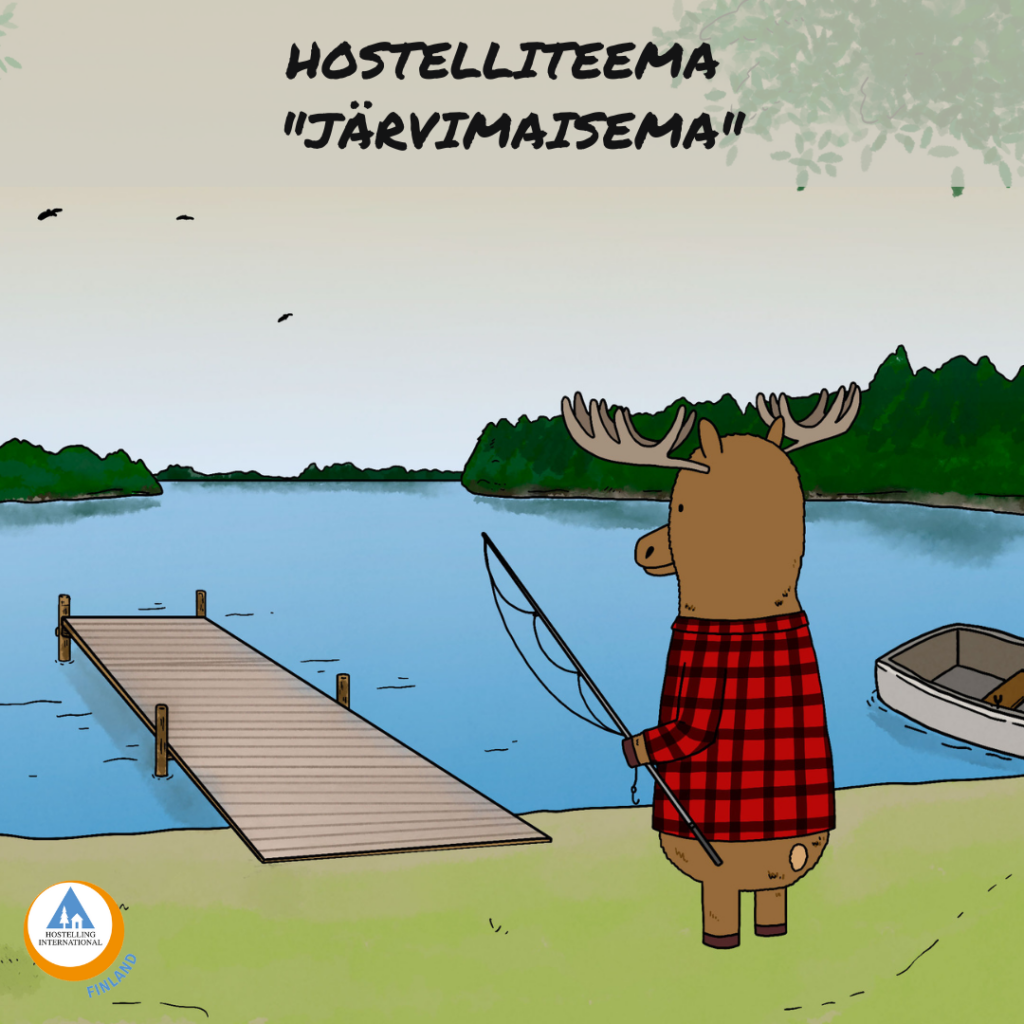 Hostellihirvi menossa ongelle laiturille.