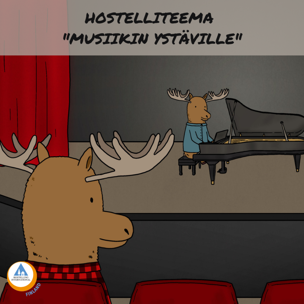 Hostellihirvi kuuntelee pianokonserttia