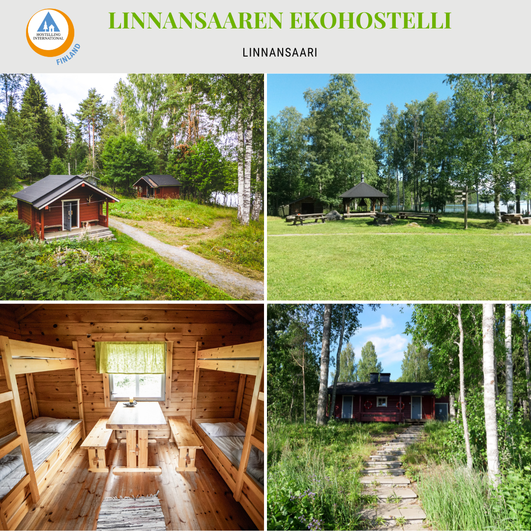 Kuvakollaasi Linnansaaren ekohostellista