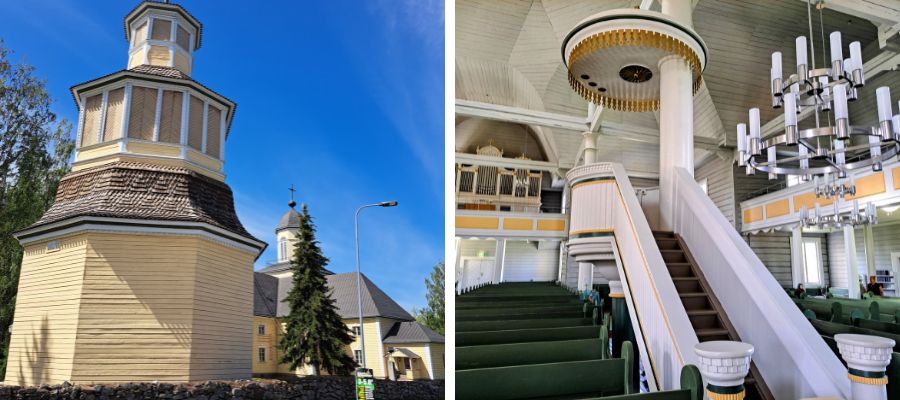 Puumalan kirkko ulkoa ja sisältä