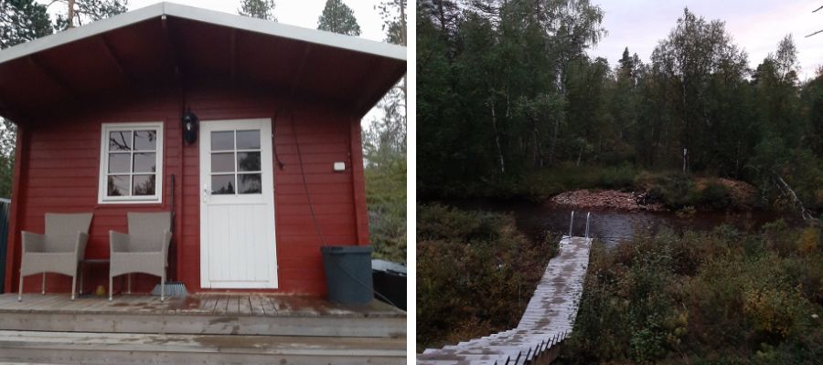 Saunarakennus mökin pihapiirissä