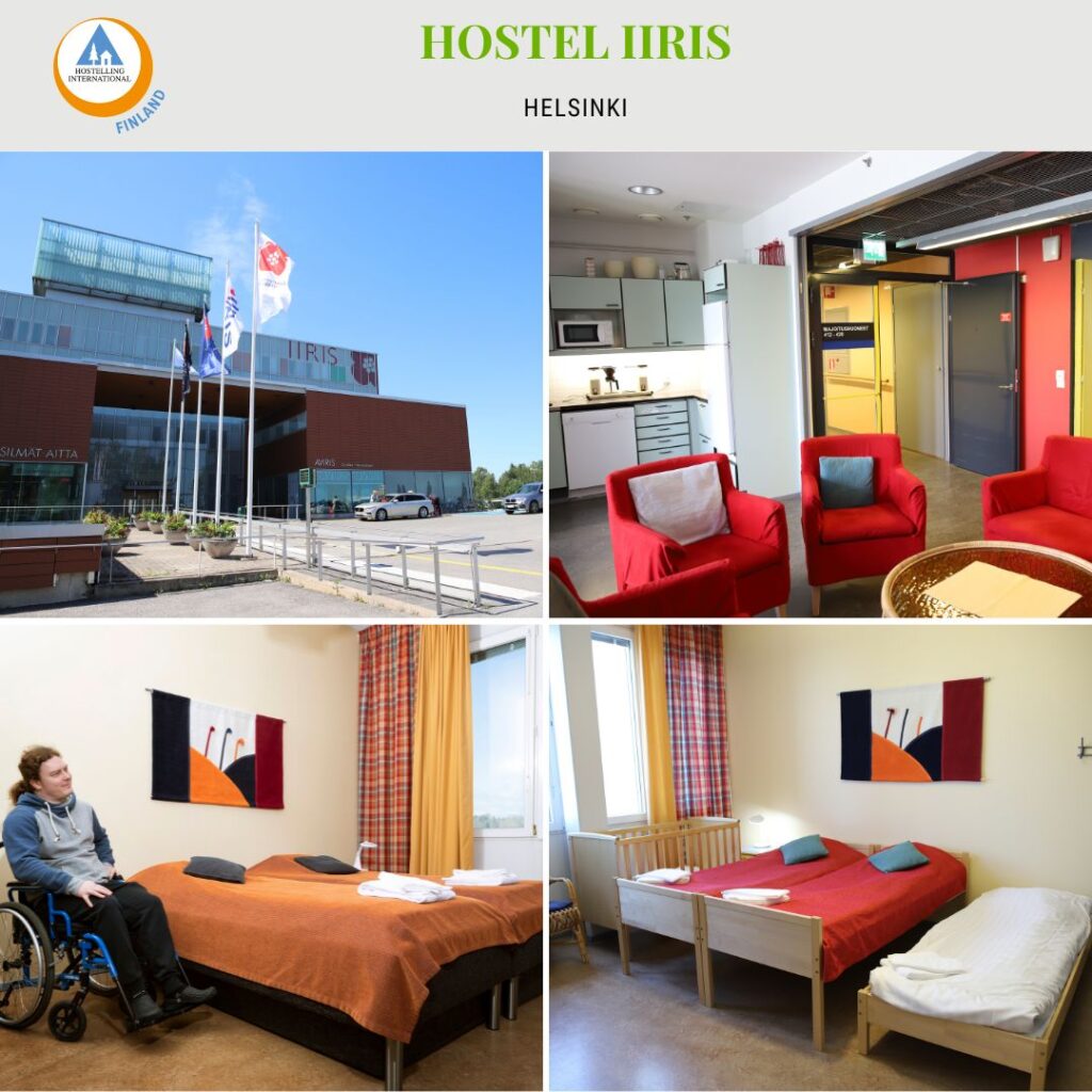Kuvakollaasi Hostel Iiriksestä