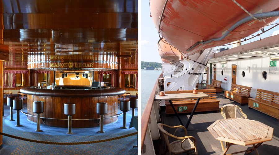 Manöver baari ja kuva Bore-laivan kannelta