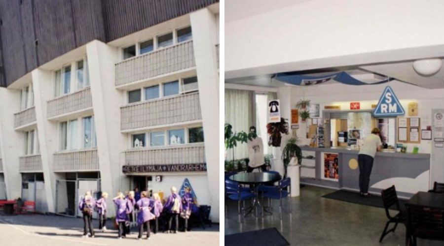 Ryhmä hostelli edessä ja kuva respasta