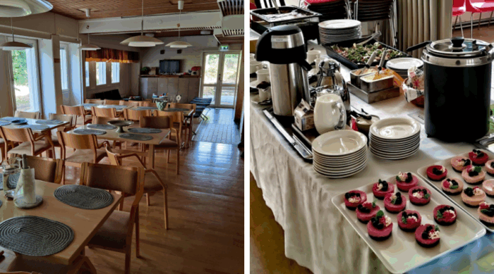 Ruokailutila ja kattaus