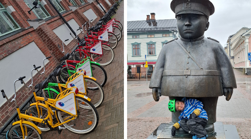 Kauppahallin vieressä oli vuokrattavia Jopoja. Kuva Toripolliisista.