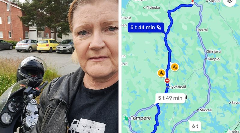 Reissaaja lähdössä. Kuva Google-mapsin reististä.