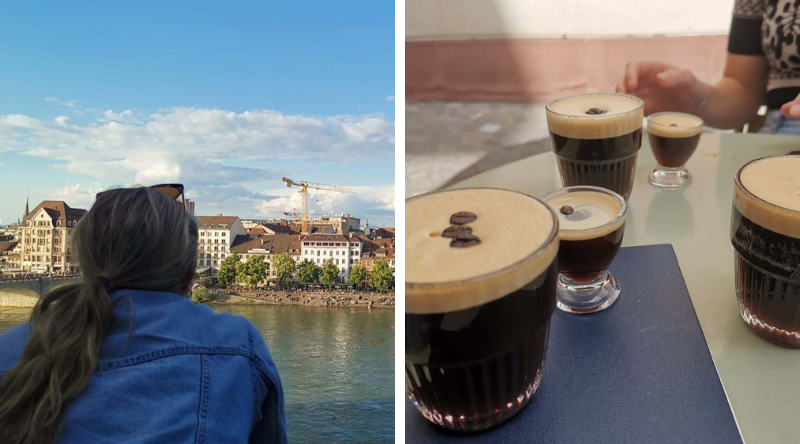 Basler Pfalzin näköalatasanteelta avautuva näkymä ja espresso martini.