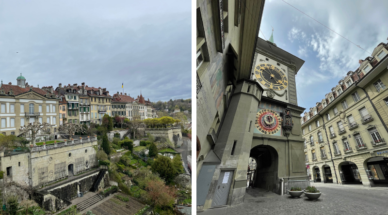 Näkymä vanhaankaupunkiin. 
Zytglogge-torni. 