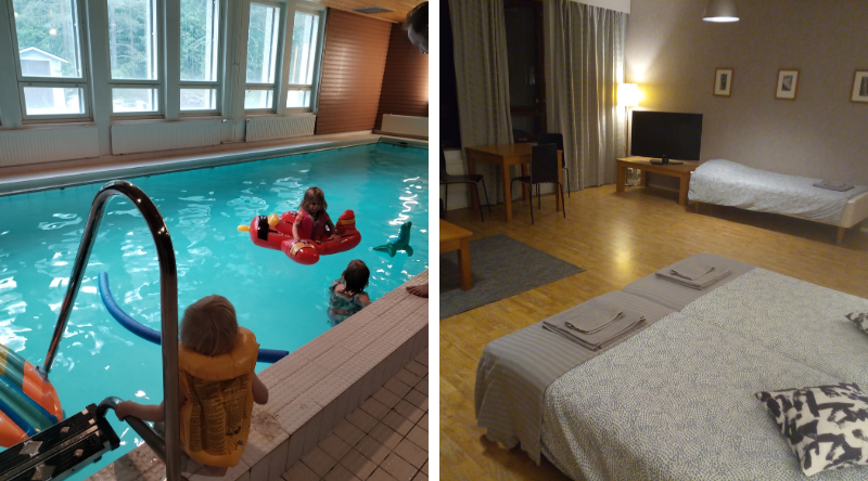 Hostel Vekottimen uima-allas ja perhehuone